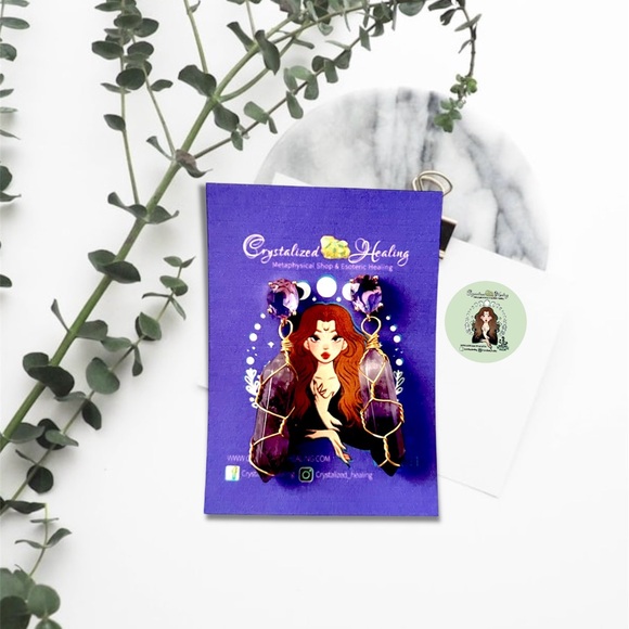 Wire-Wrapped Crystal Points Birthstone Earrings - Picture 2 of 7